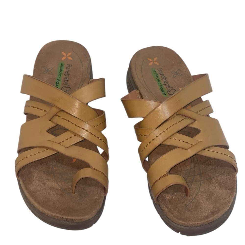 Baretraps Cassy Camel Strappy Slides. Vegan leather, size 8M GUC
